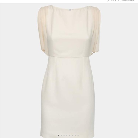 Saint Lauren crème crepe overlay silkdress